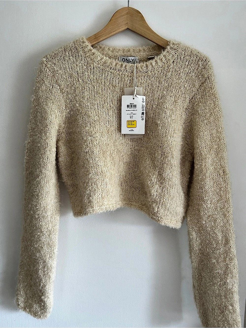 ONLY Onlibima LS O-Neck Knt Cream Boucle Crewneck Sweater Size Small